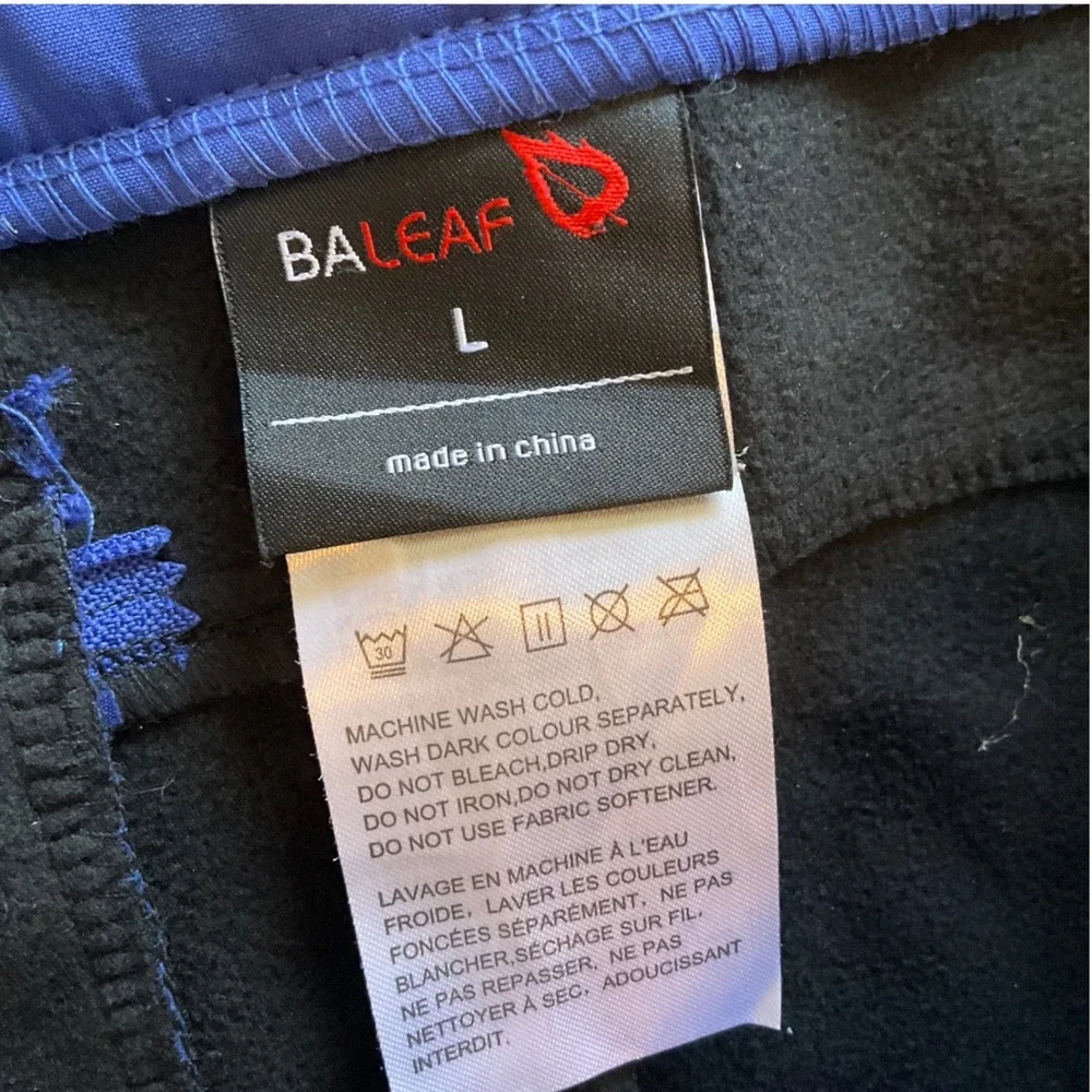 Baleaf Hiking Pants Women Large Blue Fleece Lined Softshell Water‎ Resistant